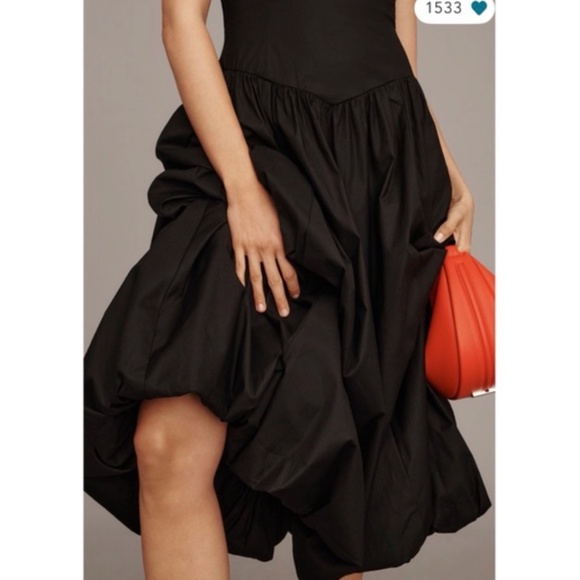 ANTHROPOLOGIE REFORMATION ELVIRA OPEN BACK MIDI DRESS BLACK ORGANIC COTTON 6 NWT - Picture 5 of 13